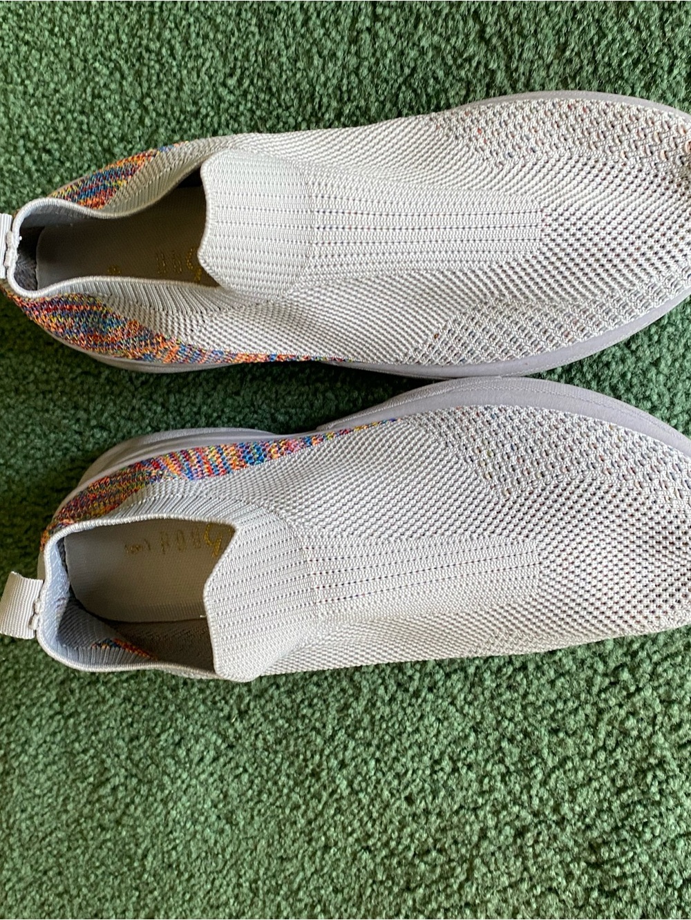 Knit Slip-On Sneakers with Multicolor Trim - White